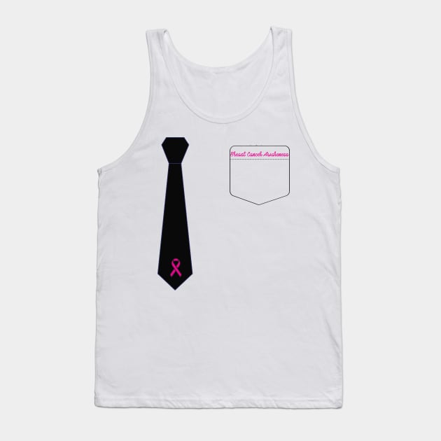 Pink Ribbon Tie Breast Cancer Awareness Tank Top by macshoptee